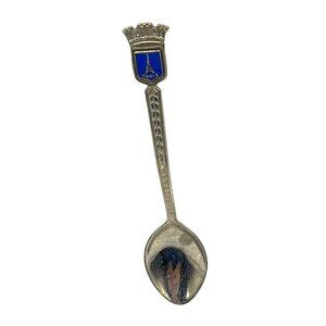 Paris Souvenir Collectors Spoon With Enamel Eiffel Tower & Crown Design B29